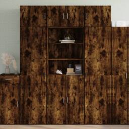 Berkfield Home Highboard Smoked Oak 70x42.5x185 cm Engineered Wood in Brown - thumbnail 1
