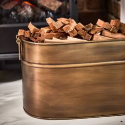 Dibor Antique Brass Large Oval Fireplace Log Storage Bucket Coal Bucket in Gold - thumbnail 3