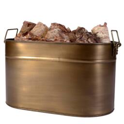 Dibor Antique Brass Large Oval Fireplace Log Storage Bucket Coal Bucket in Gold - thumbnail 2