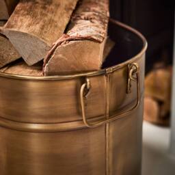 Dibor Antique Brass Large Oval Fireplace Log Storage Bucket Coal Bucket in Gold - thumbnail 5