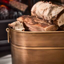 Dibor Antique Brass Large Oval Fireplace Log Storage Bucket Coal Bucket in Gold - thumbnail 4