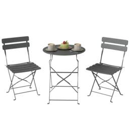 OUTSUNNY Folding Bistro Set with Round Garden Table & Chairs in Grey - thumbnail 2
