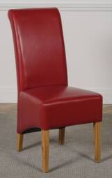 Thats Furniture Montana Leather Dining Chairs for Dining Room or Kitchen in Red - thumbnail 1