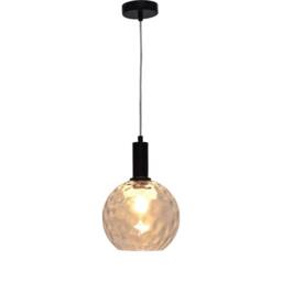 First Choice Lighting Barnum - Clear Dimple Glass Globe Black Deco Pendant Fitting - thumbnail 2