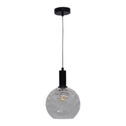First Choice Lighting Barnum - Clear Dimple Glass Globe Black Deco Pendant Fitting - thumbnail 1