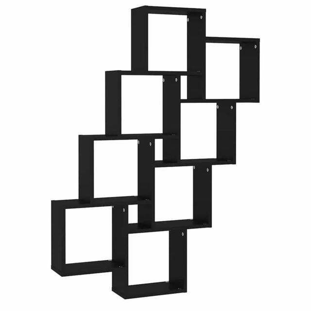 Berkfield Home Wall Cube Shelf Black 90x15x119 cm Engineered Wood - Size: 90 x 15 x 119 cm - image 1