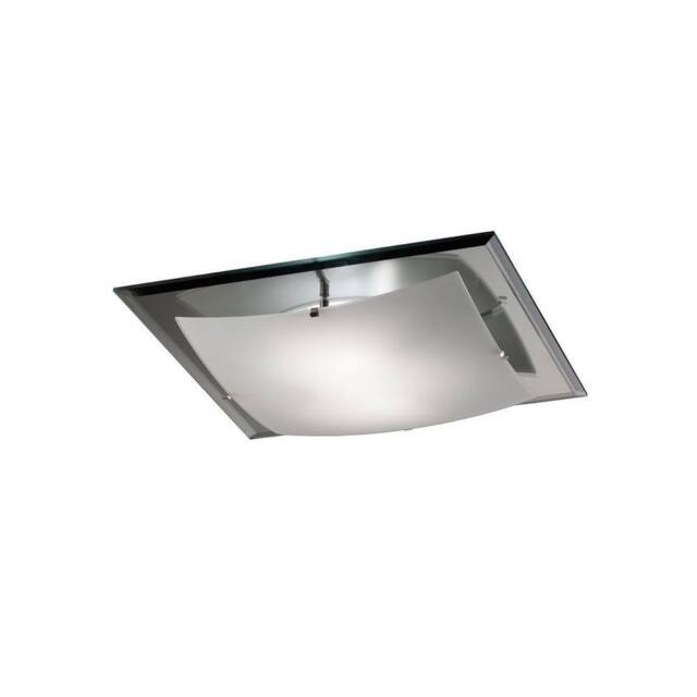 Netlighting Brooklyn Flush Ceiling 420mm Square 3 Light E27 Frosted Smoked Mirror in Grey - image 1