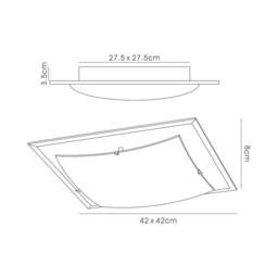 Netlighting Brooklyn Flush Ceiling 420mm Square 3 Light E27 Frosted Smoked Mirror in Grey - thumbnail 3