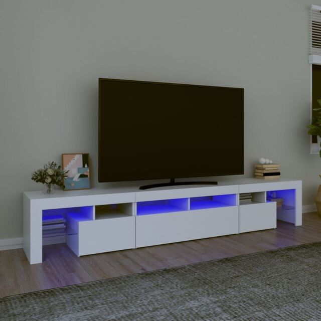 Berkfield Home TV Cabinet with LED Lights White 230x36.5x40 cm - image 1