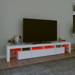 Berkfield Home TV Cabinet with LED Lights White 230x36.5x40 cm - thumbnail 5
