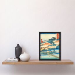 Artery8 The Togetsu Bridge in Arashiyama Yamashiro Province Utagawa Hiroshige Japan Woodblock Artwork Framed Wall Art Print A4 in Black - thumbnail 2