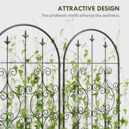 OUTSUNNY Set of 2 Metal Garden Trellis, Outdoor Trellis Panels, 150 x 50 cm in Black - thumbnail 5
