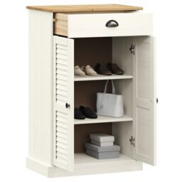 Berkfield Home Shoe Cabinet VIGO White 60x35x96 cm Solid Wood Pine - Size: 60 x 35 x 96 cm - thumbnail 3