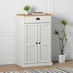 Berkfield Home Shoe Cabinet VIGO White 60x35x96 cm Solid Wood Pine - Size: 60 x 35 x 96 cm