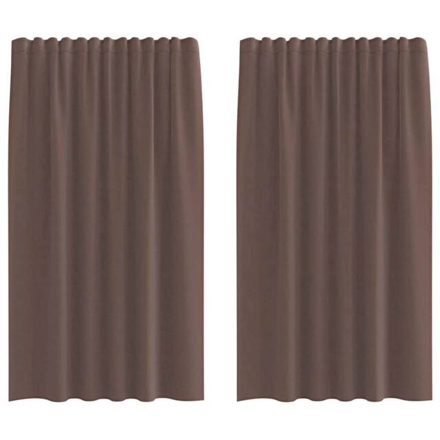 Berkfield Home Voile Curtains with Rod Pockets 2 pcs Brown - image 1