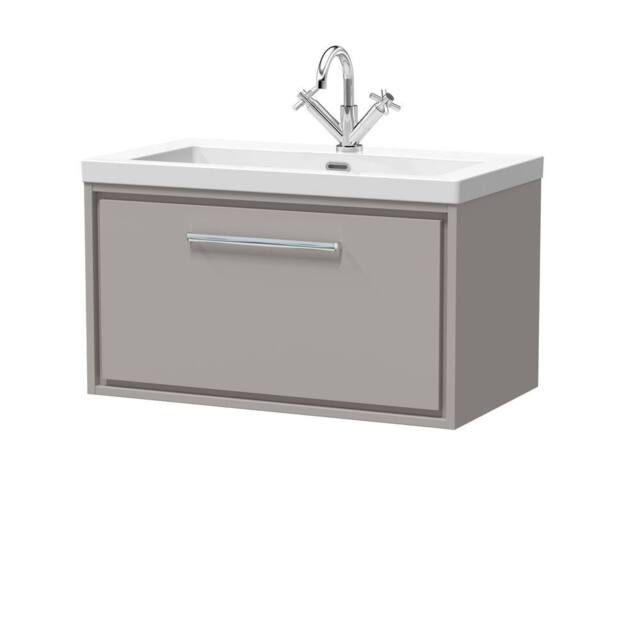Balterley Bathroom 1 Soft-Close Drawer Wall Hung Fireclay Basin, Grey, 800mm in Grey - image 1