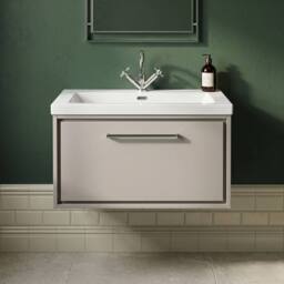 Balterley Bathroom 1 Soft-Close Drawer Wall Hung Fireclay Basin, Grey, 800mm in Grey - thumbnail 3