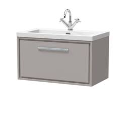 Balterley Bathroom 1 Soft-Close Drawer Wall Hung Fireclay Basin, Grey, 800mm in Grey - thumbnail 1