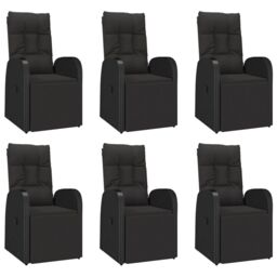 Berkfield Home 7 Piece Garden Dining Set Black Poly Rattan&Solid Wood Acacia - thumbnail 4