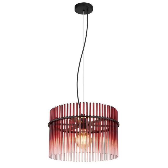 Netlighting Gorley Pendant Ceiling Light Matt Black Blackberry Glass Shade 1x E27 - image 1