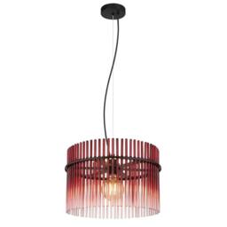 Netlighting Gorley Pendant Ceiling Light Matt Black Blackberry Glass Shade 1x E27 - thumbnail 1