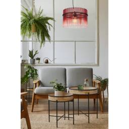 Netlighting Gorley Pendant Ceiling Light Matt Black Blackberry Glass Shade 1x E27 - thumbnail 6