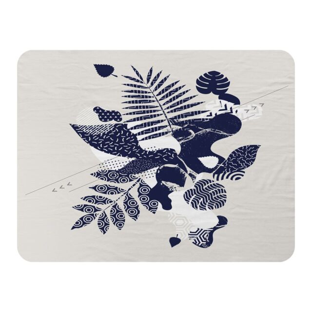 Benjamin Tate Design Prints Of Navy Autumn Leaves Blanket in Natural - Size: 120 cm x 150 cm - image 1