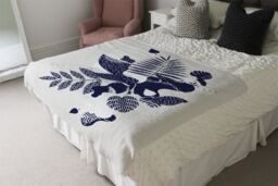 Benjamin Tate Design Prints Of Navy Autumn Leaves Blanket in Natural - Size: 120 cm x 150 cm - thumbnail 3