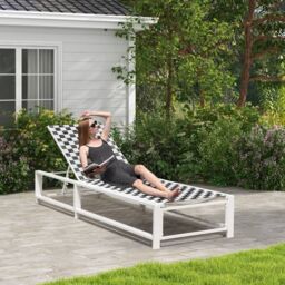 Costway Adjustable Patio Chaise Lounge Outdoor Lounge Chair with Wheels in Black - thumbnail 3