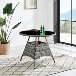 Modish Furnishing Athens Grey 4 Seater Rattan Dining Set With Light Grey Cushions - thumbnail 2