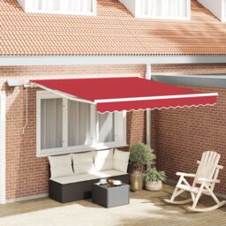 Berkfield Home Manual Retractable Awning with LED Red 300x250 cm - thumbnail 1