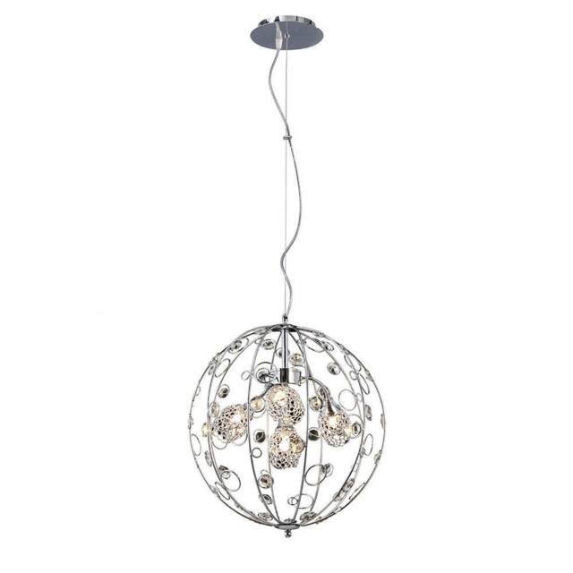 Netlighting Sorrento Pendant Ball 3 Light G9 Polished ChromeCrystal in Grey - image 1