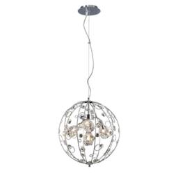 Netlighting Sorrento Pendant Ball 3 Light G9 Polished ChromeCrystal in Grey - thumbnail 1