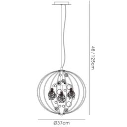 Netlighting Sorrento Pendant Ball 3 Light G9 Polished ChromeCrystal in Grey - thumbnail 4