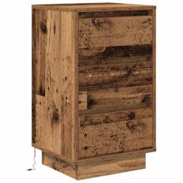 Berkfield Home Bedside Cabinet with LED Lights¬†Old Wood 38x34x65 cm - Size: 38 x 34 x 65 cm - thumbnail 3
