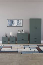 Home Discount Vida Designs Riano 4Pc Bedroom Set 2 Drawer Bedside, 4 Drawer Chest in Green - thumbnail 4