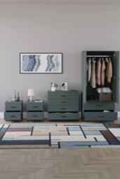 Home Discount Vida Designs Riano 4Pc Bedroom Set 2 Drawer Bedside, 4 Drawer Chest in Green - thumbnail 3
