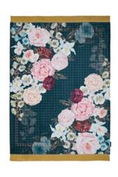 Laurence Llewelyn-Bowen 'Bouquet List' Velvet Throw in Navy - Size: 130 cm x 180 cm - thumbnail 2