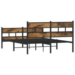 Berkfield Home Metal Bed Frame without Mattress Smoked Oak 140x200 cm in Brown - thumbnail 6