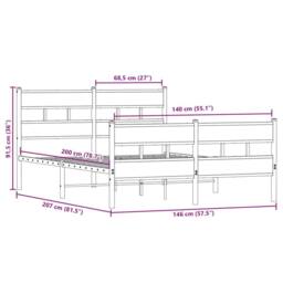 Berkfield Home Metal Bed Frame without Mattress Smoked Oak 140x200 cm in Brown - thumbnail 9