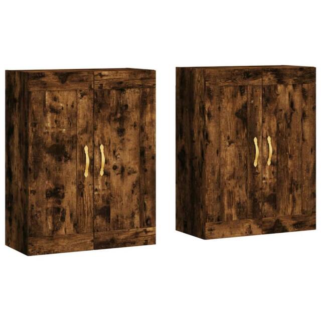 Berkfield Home Wall Mounted Cabinets 2 pcs Smoked Oak Engineered Wood in Brown - image 1