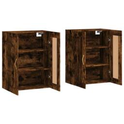 Berkfield Home Wall Mounted Cabinets 2 pcs Smoked Oak Engineered Wood in Brown - thumbnail 4