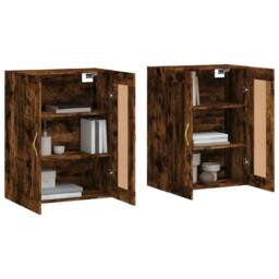 Berkfield Home Wall Mounted Cabinets 2 pcs Smoked Oak Engineered Wood in Brown - thumbnail 3