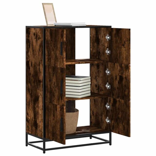 Berkfield Home Highboard Smoked Oak 68x35x106.5 cm Engineered Wood & Metal in Brown - image 1