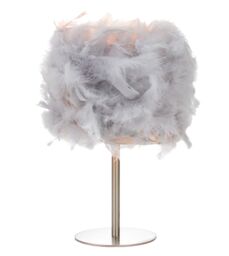 Happy Homewares and Chic Real Feather Table Lamp with Satin Nickel Base & Switch in Grey - thumbnail 2
