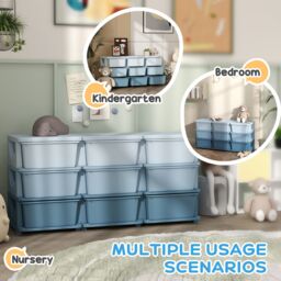 HOMCOM Kids Storage Units with Drawers 3 Tier Chest Dresser Tower in Blue - thumbnail 5