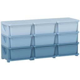 HOMCOM Kids Storage Units with Drawers 3 Tier Chest Dresser Tower in Blue - thumbnail 2