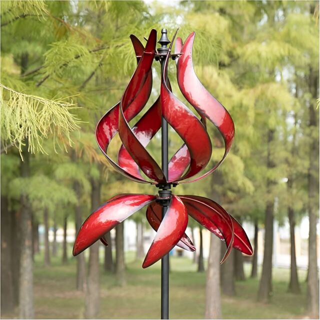 Primrose Metal Flutter Bulb Kinetic Wind Spinner in Red 65cm - image 1