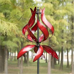 Primrose Metal Flutter Bulb Kinetic Wind Spinner in Red 65cm - thumbnail 1