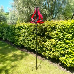 Primrose Metal Flutter Bulb Kinetic Wind Spinner in Red 65cm - thumbnail 2